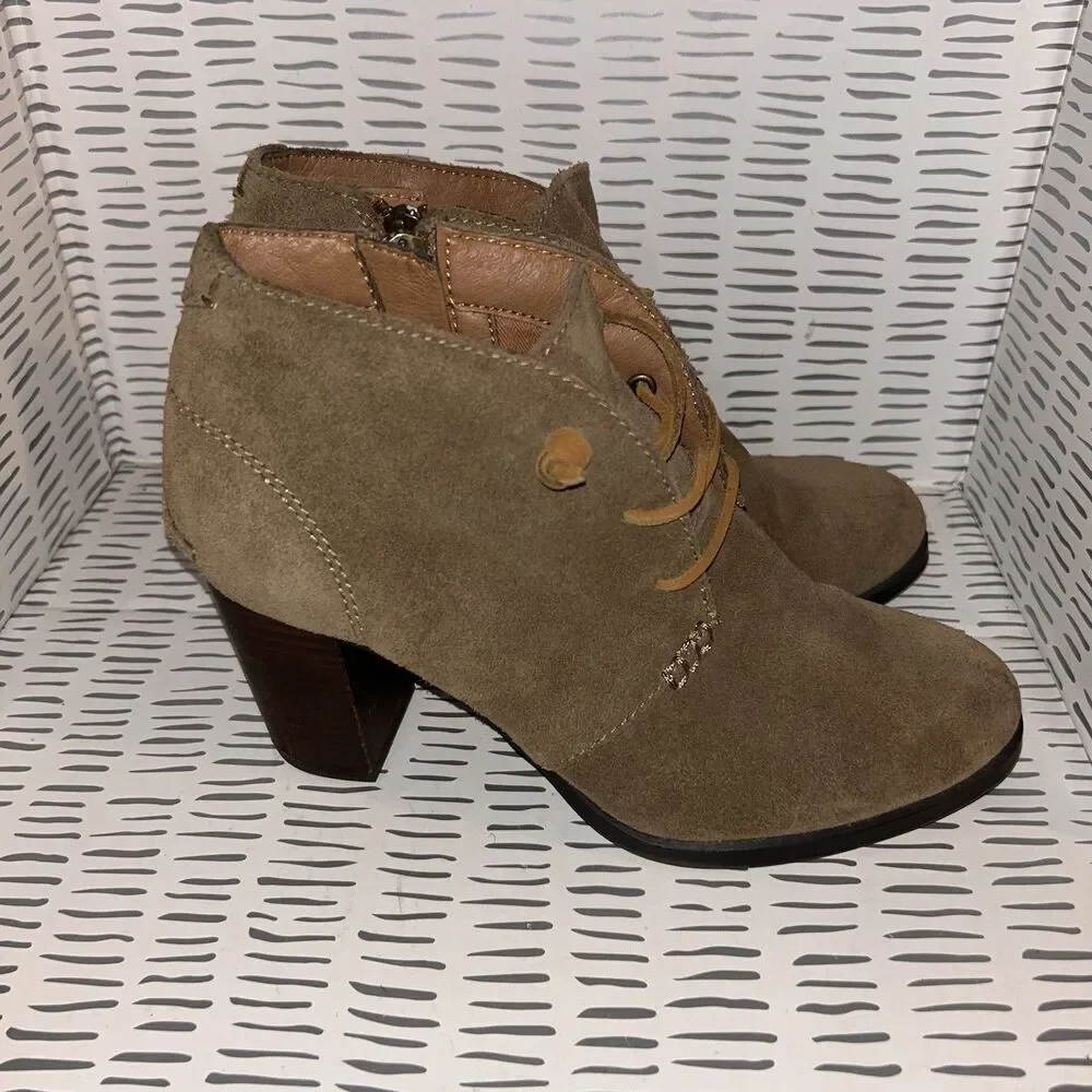 Sperry Women's Dasher Gale Boot‎ Size 9 Block Heel Bootie Lace Up Tan Suede